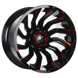 EMR-224-01 12.0x20" -6x139.7 ET-44 110 Glossy Black+Milling Red Jant (4 Adet)