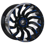 EMR-224-02 12.0x20" -6x139.7 ET-44 110 GlossyBlack+Milling Blue Jant (4 Adet)