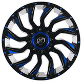 EMR-224-02 12.0x20" -6x139.7 ET-44 110 GlossyBlack+Milling Blue Jant (4 Adet)